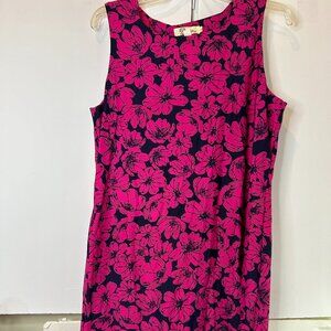 Aryeh Size Large Womens Navy blue and pink floral‎ Sleeveless Knee Length Dress